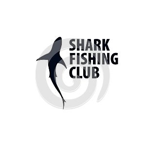 Fishing Club. Emblem or logo with Shark. Vector illustration.