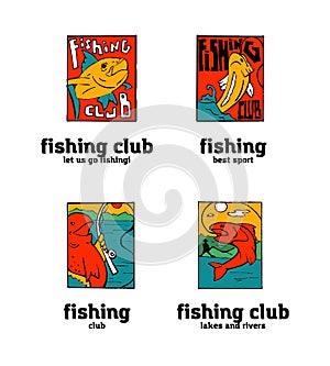 Fishing club logo set