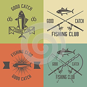 Fishing club set of vector vintage emblems