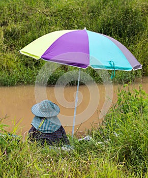 Fishing colorful umbrella.