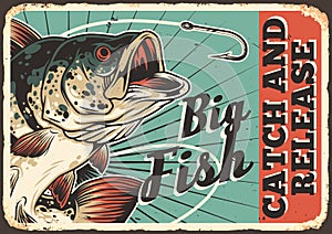 Fishing colorful vintage horizontal poster