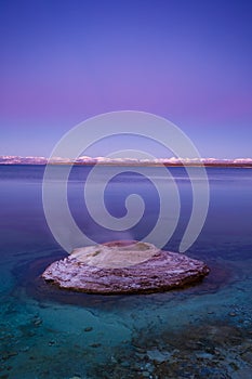 Fishing Cone surrounded by lake at West Thumb Geyser Basin Trail, Yellowstone National Park, Wyoming