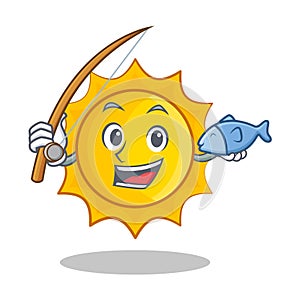 Fishing cute sun character cartoon
