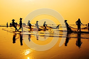 Fishing in dawn photo