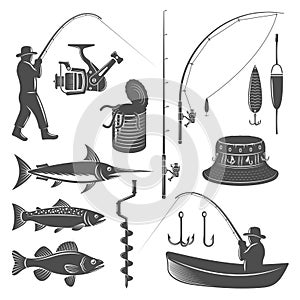 Fishing Decorative Graphic Icons Set