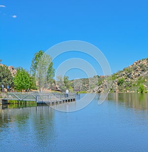 Fishing dock on Fain Lake in Prescott Valley, Yavapai County, Arizona USA photo