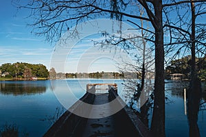 Fishing dock at park on Lake Sybelia in Maitland, Florida