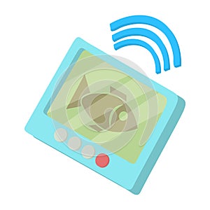 Fishing echo sounder icon, cartoon style