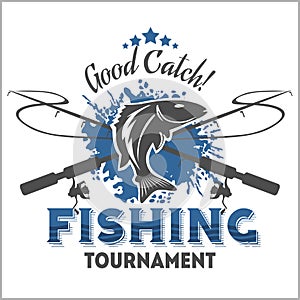 Fishing emblem, badge and design elements