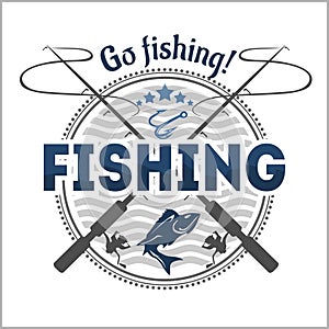 Fishing emblem, badge and design elements