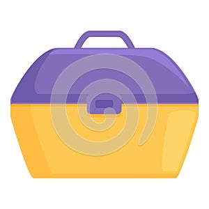 Fishing equipment box icon cartoon vector. Dock fish catch