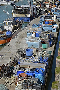 Fishing equipment at Brighton Marina, England
