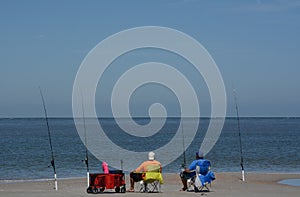 Fishing on Fernandina Beach, Cumberland Sound, Fort Clinch State Park, Nassau County, Florida USA