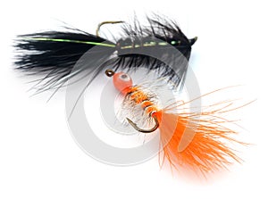 Fishing flies of diffrent colors