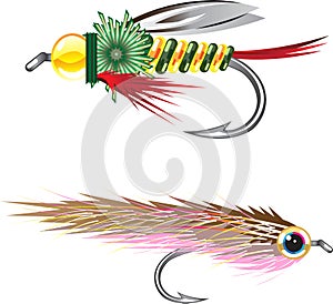 Fishing Flies lures Bug and Minnow