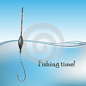 Fishing float and hook in water