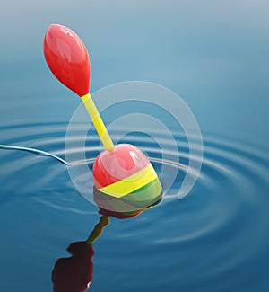 Fishing float in water