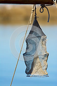 Fishing gear hanging on a fishing boat