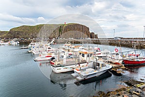 Fishing harbour in Iceland on a cloudy summer day