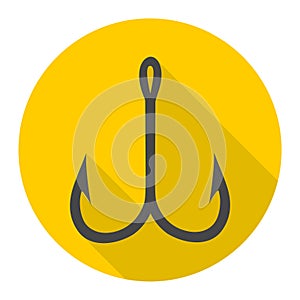 Fishing Hook, Barbed fish hook vector icon