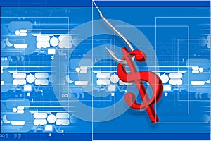 Fishing hook and dollar sign