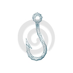 Fishing hook. Fishhook. Low poly wireframe vector.