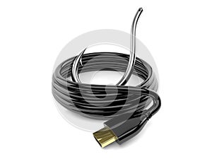 Fishing hook with hdmi cable