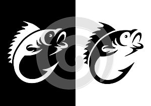 Fishing hook icon silhouette vector line art illustration