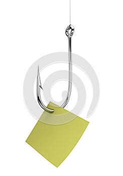 Fishing hook with note