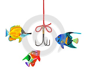 Fishing hook and string