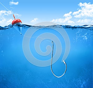 Fishing hook underwater