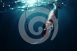 Fishing hook underwater. Generate Ai