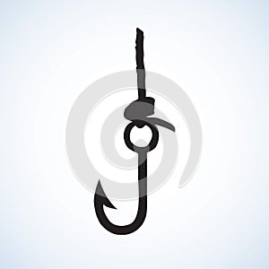 Fishing hook. Vector drawing