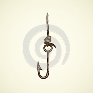 Fishing hook. Vector drawing