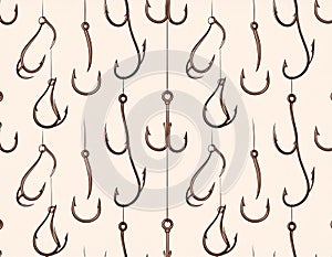 Fishing Hooks Pattern Seamless Background