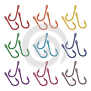 Fishing Hooks vector icons set