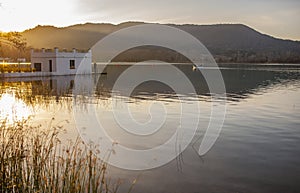 Fishing house built over the  Lake of Banyoles, Girona, Spain