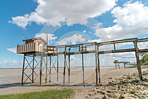 Fishing hut on stilts called Carrelet, Gironde estuary, France