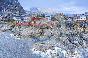 Fishing Hut Village in Hamnoy During Early Spring Time in Lofoten Islands