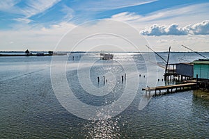 fishing huts with netfish