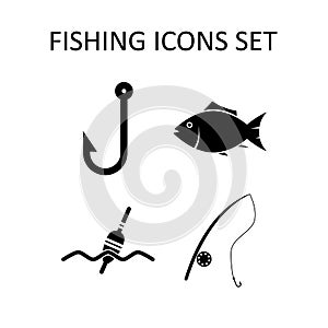Fishing icons set. Vector illustration