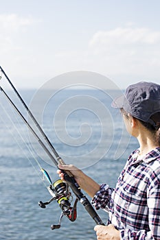 Fishing image with spinning reel and rod