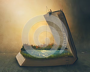 Fishing inside a book