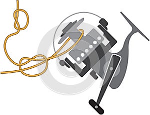 Fishing knot to connect line to the spool vector illustration