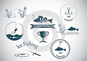 Fishing labels and design elements photo