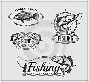 Fishing labels and emblems. photo