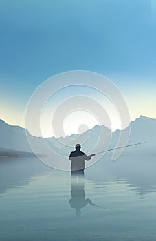 Fishing on lake