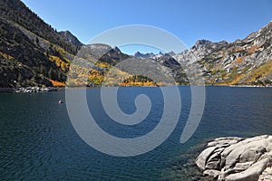 The fishing lake with azure water