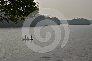 Fishing on a lake