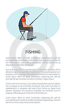 Fishing Leisure Activity Poster with Man on Chair